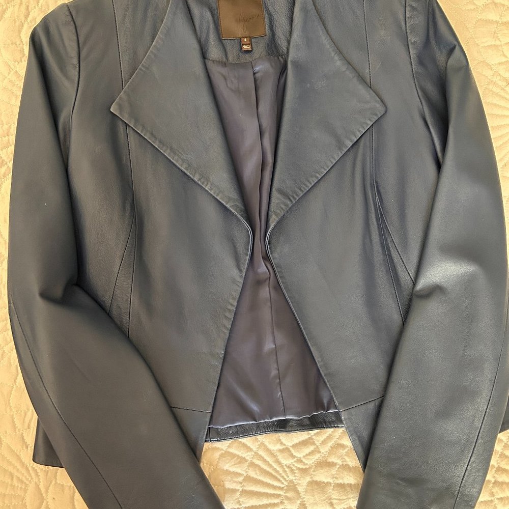 JOIE Navy soft leather cropped jacket blazer small